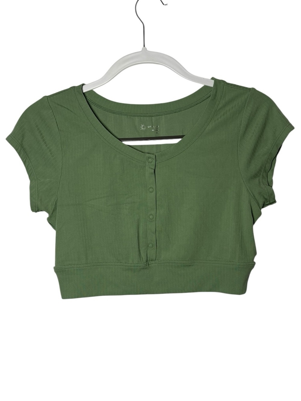 Aerie Green Ribbed Cropped Top Small Soft Girl Casual Basic